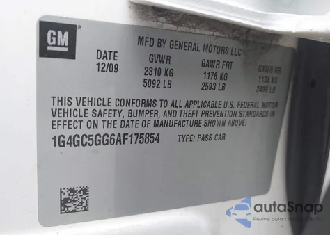 2010 Buick Lacrosse Cxl из США, поврежденный, VIN 1G4GC5GG6AF175854